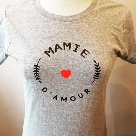 T-shirt gris 'Mamie d'amour'